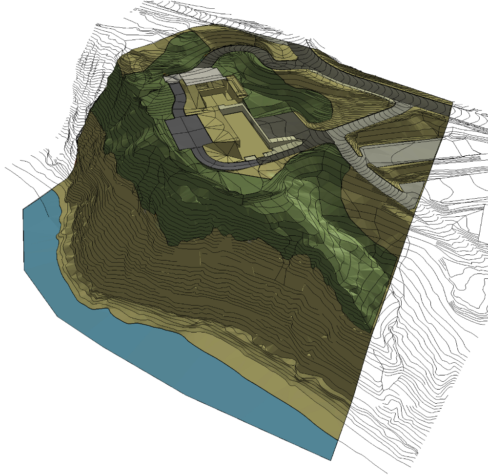 Our 3D earthwork model flat shaded for graphic purposes