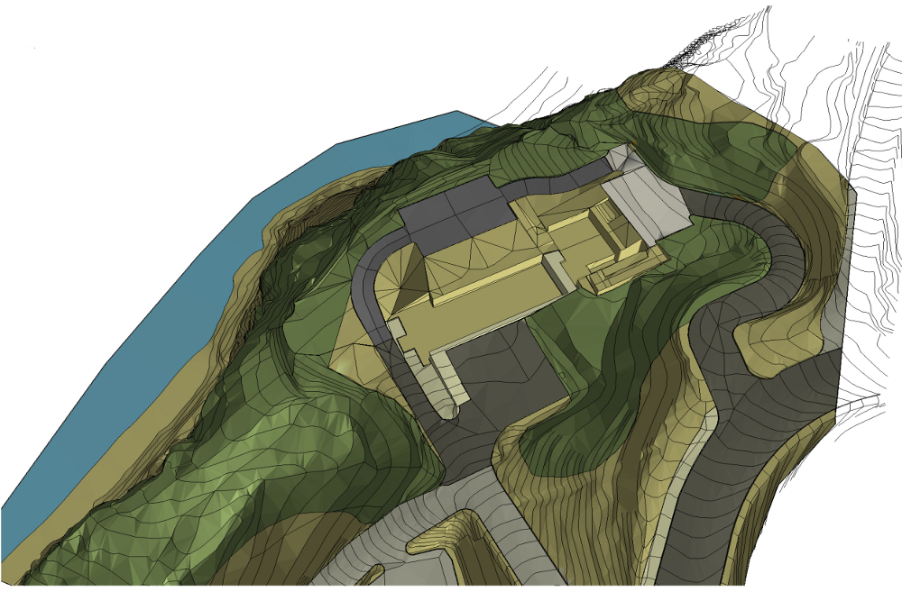 Our 3D earthwork model flat shaded for graphic purposes