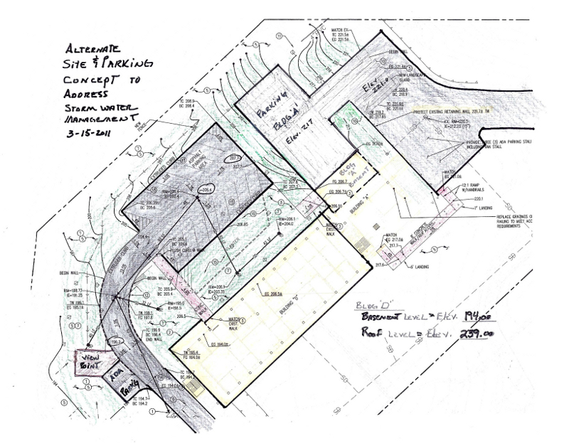 Hand drawn revised plans