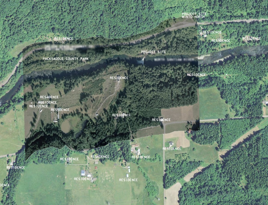 An aerial image of the existing site conditions